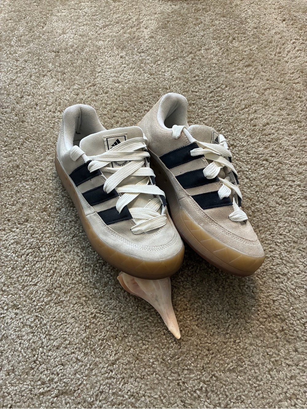 Adidas Adimatic (IE2226) Suede Sneakers Off white/Black/Gum Color way-size 9.5